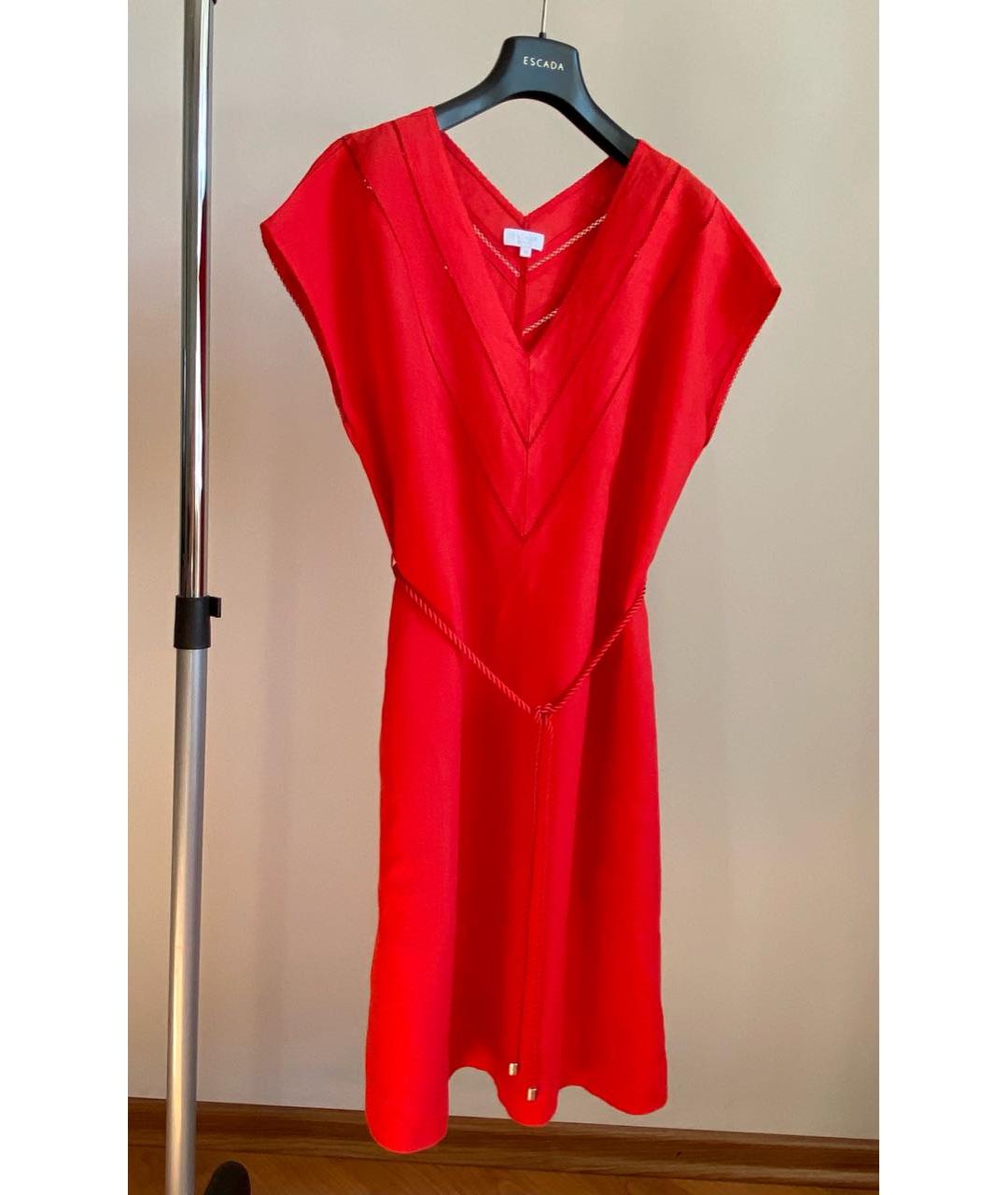 ESCADA Красное льняное повседневное платье, фото 7