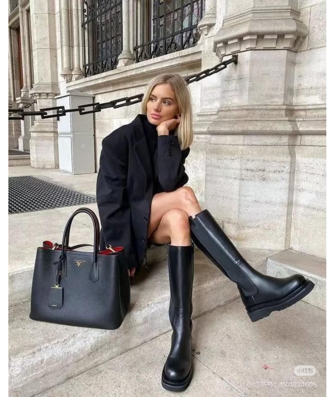 PRADA Черная кожаная сумка тоут, фото 6
