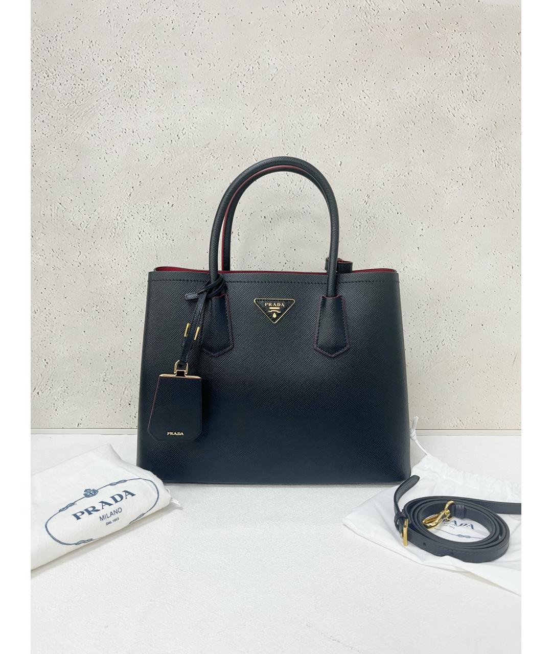 PRADA Черная кожаная сумка тоут, фото 7