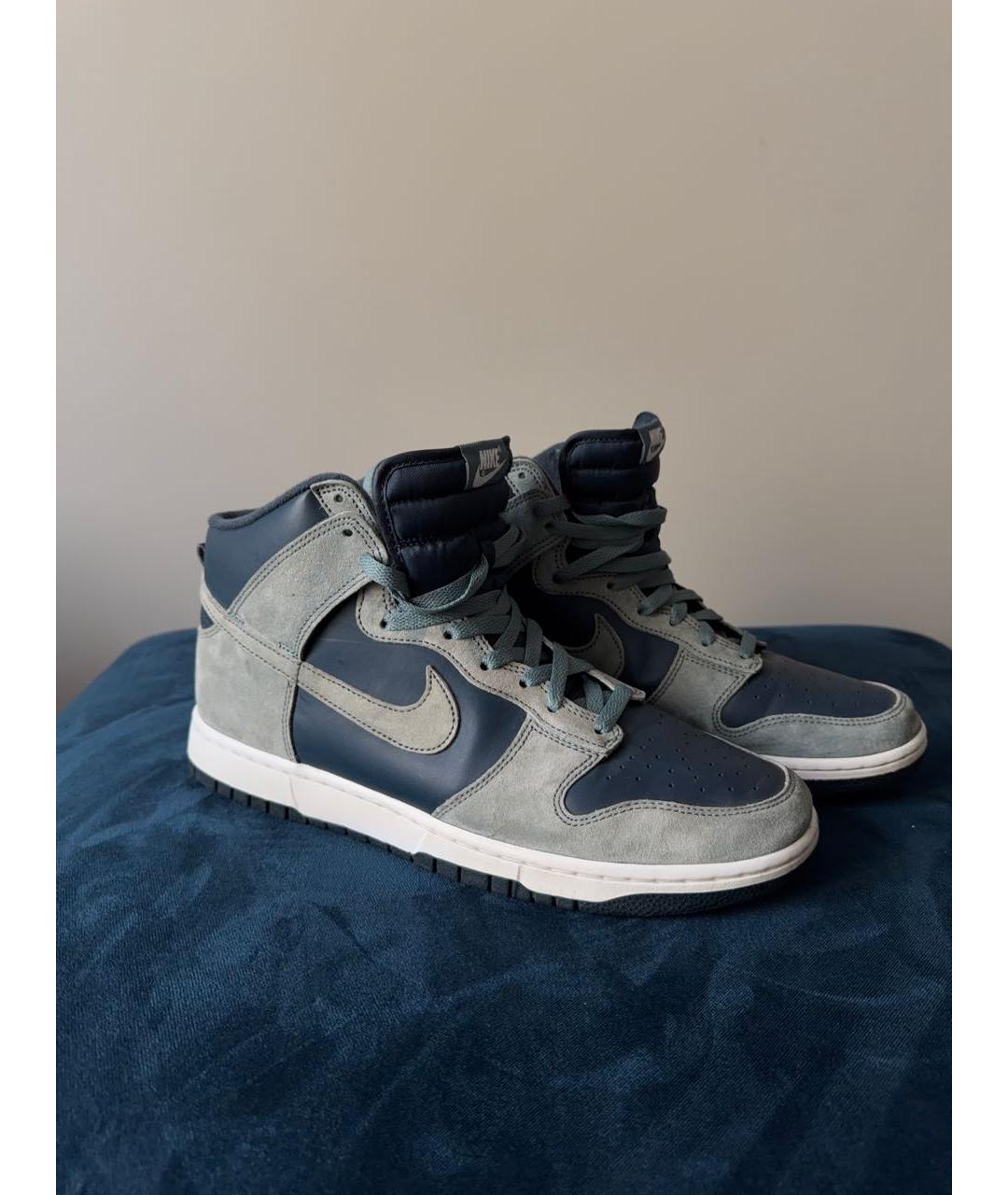 NIKE Темно-синие замшевые высокие кроссовки / кеды, фото 6