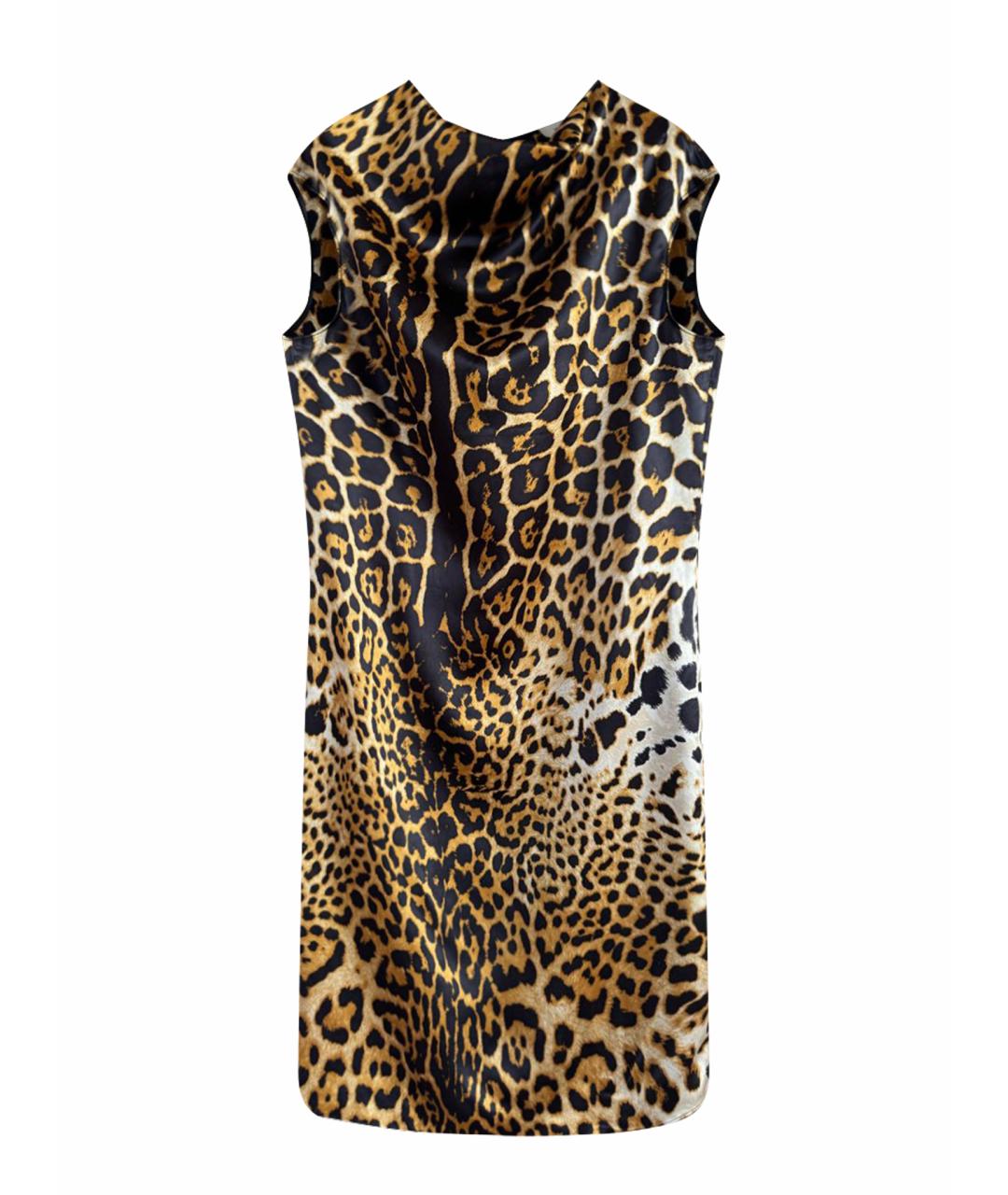 SAINT LAURENT Коричневое шелковое коктейльное платье, фото 1