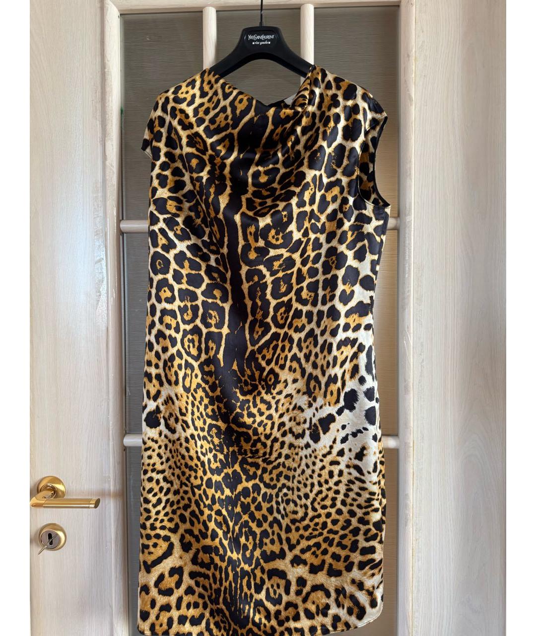 SAINT LAURENT Коричневое шелковое коктейльное платье, фото 4