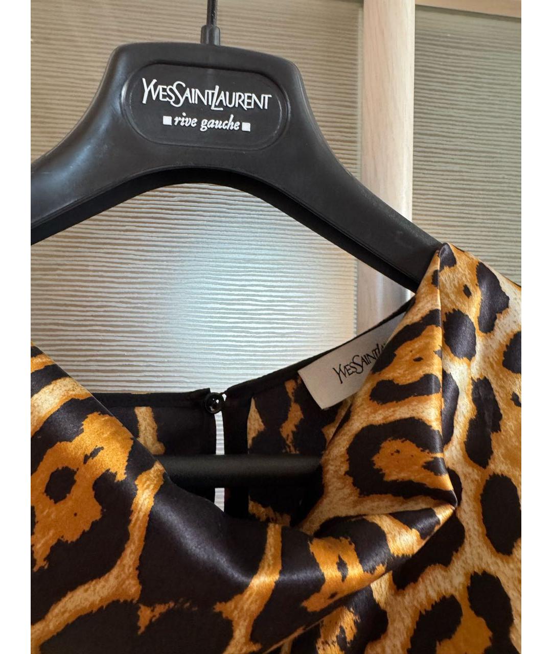 SAINT LAURENT Коричневое шелковое коктейльное платье, фото 3