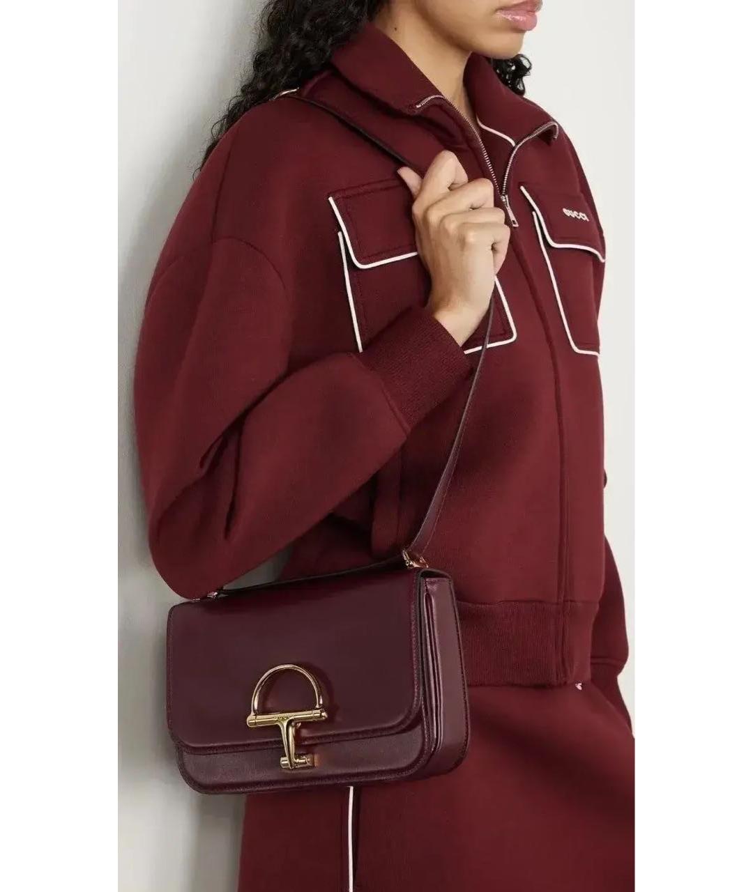 GUCCI Бордовая кожаная сумка через плечо, фото 6