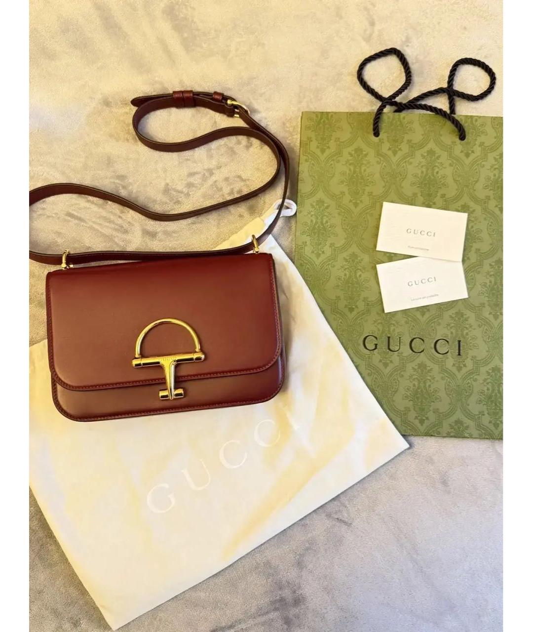 GUCCI Бордовая кожаная сумка через плечо, фото 8