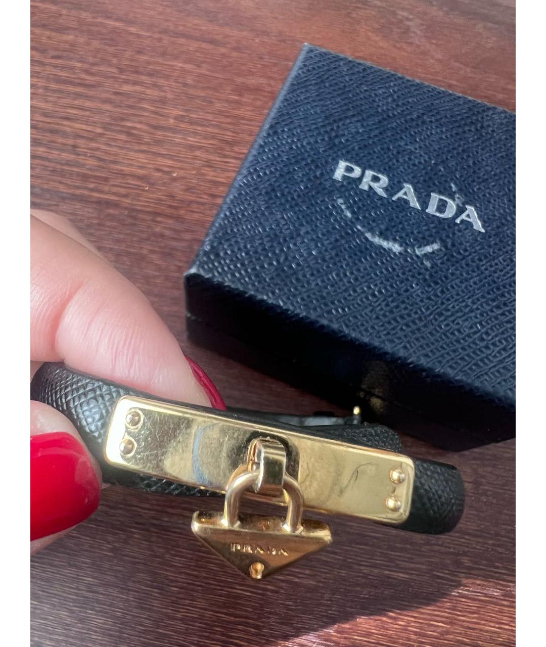 PRADA Черный кожаный браслет, фото 2