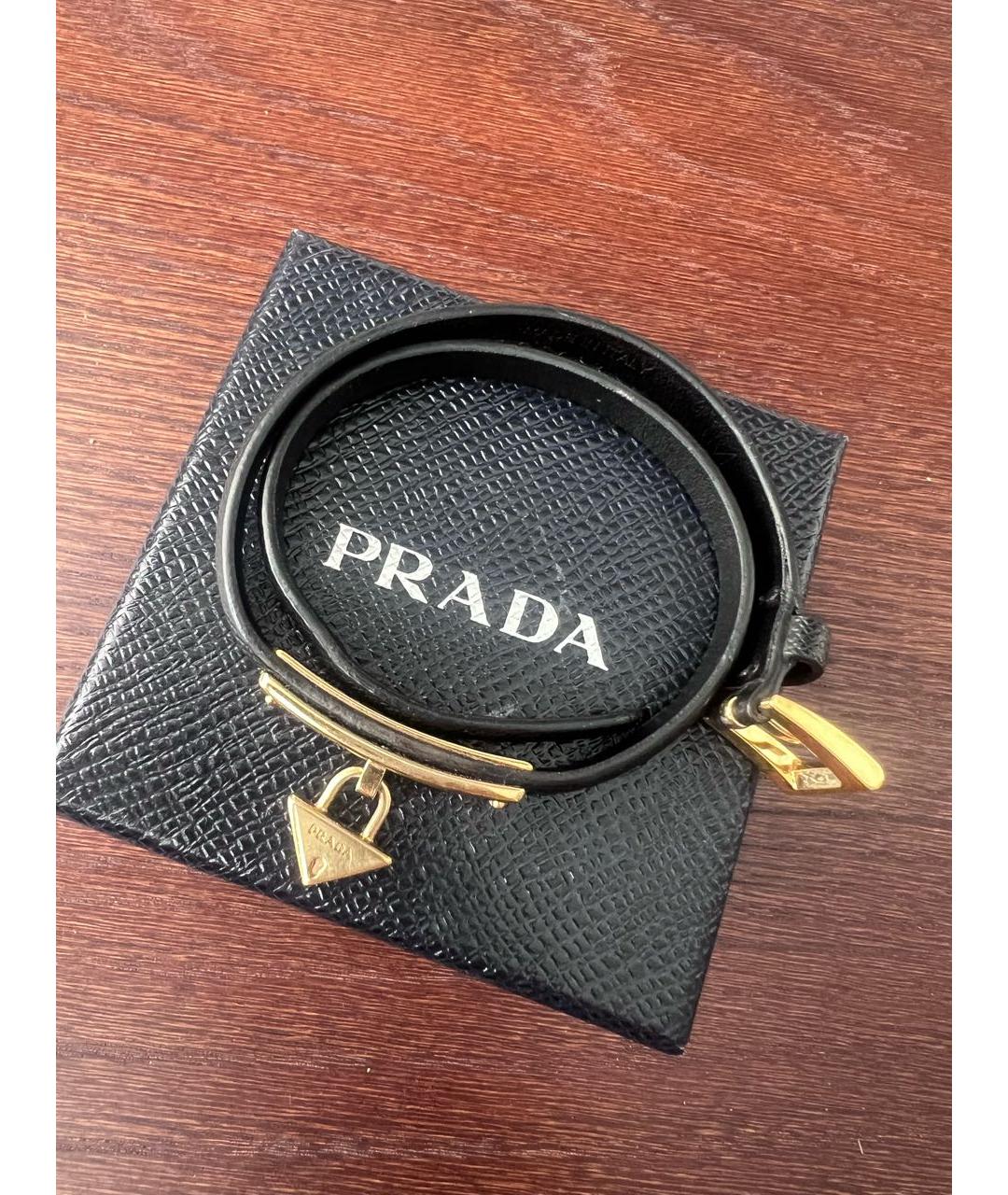 PRADA Черный кожаный браслет, фото 4