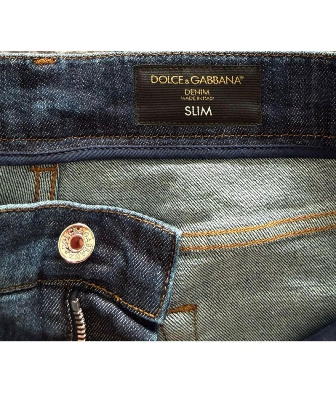 DOLCE&GABBANA Темно-синие хлопко-эластановые джинсы скинни, фото 3