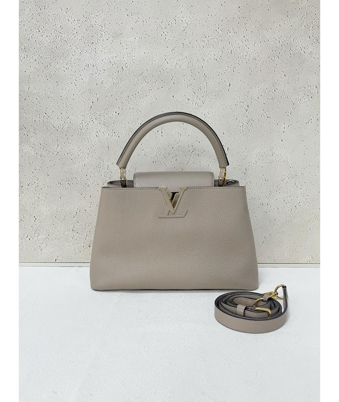 LOUIS VUITTON Серая кожаная сумка с короткими ручками, фото 7