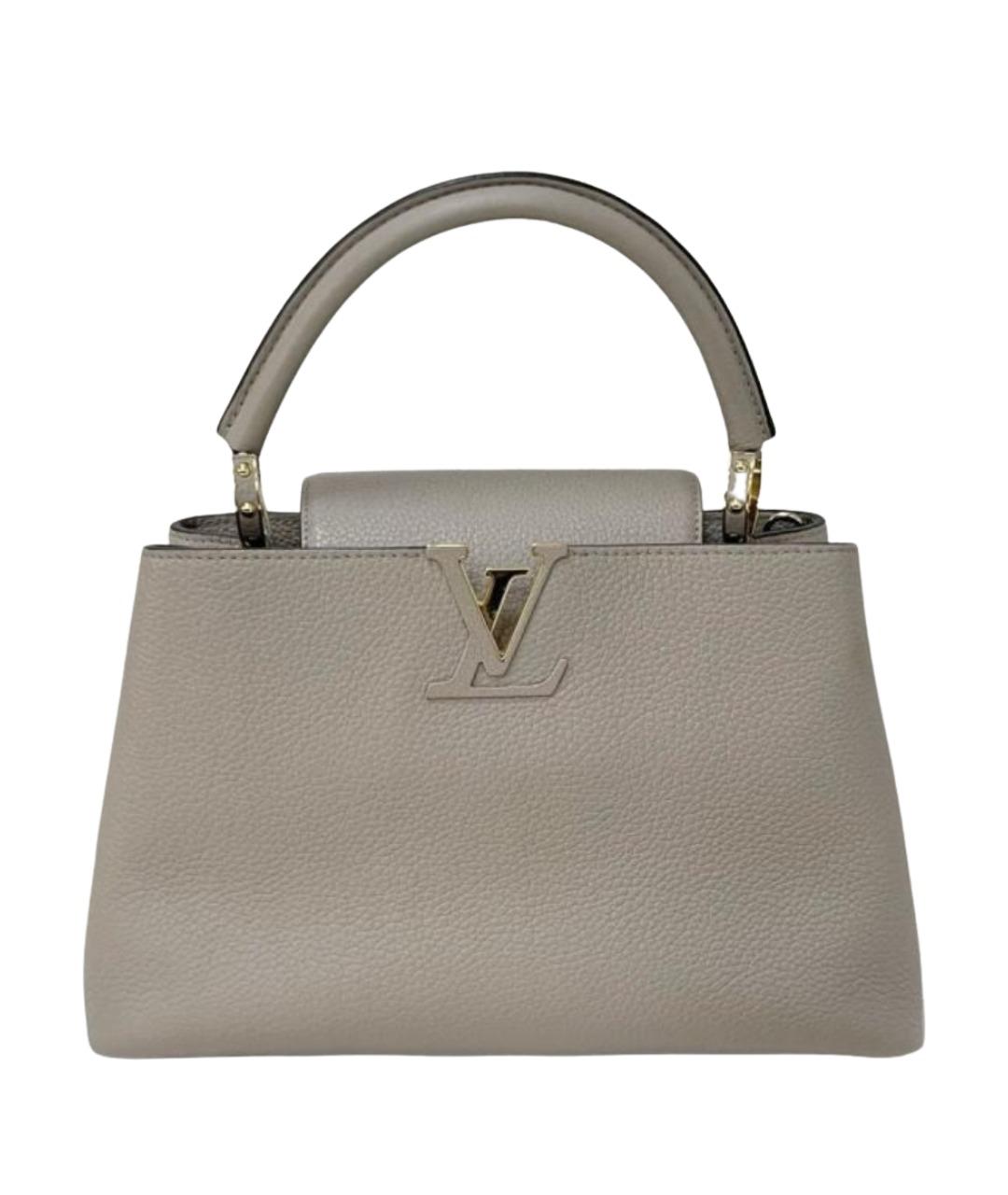 LOUIS VUITTON Серая кожаная сумка с короткими ручками, фото 1