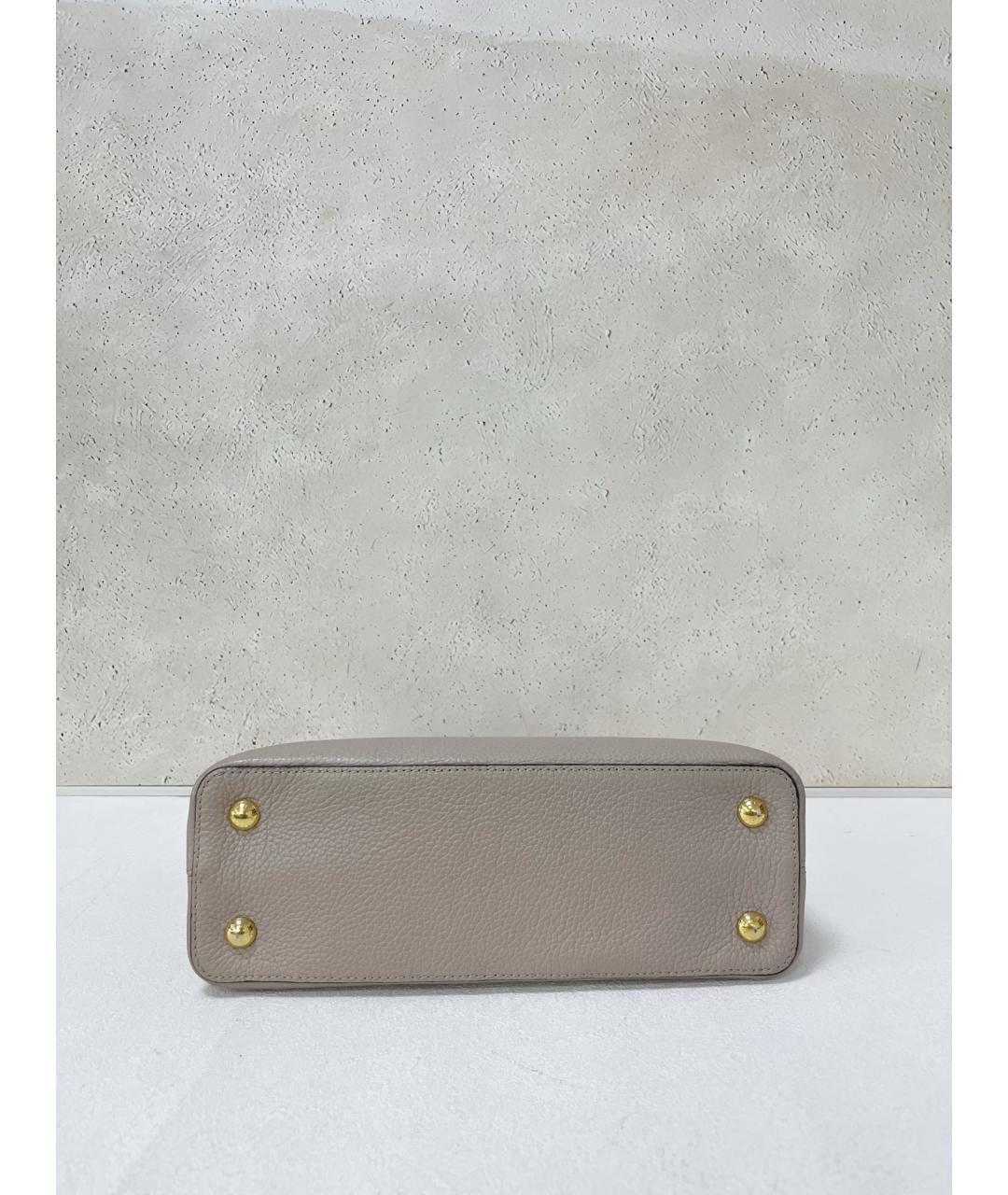LOUIS VUITTON Серая кожаная сумка с короткими ручками, фото 5
