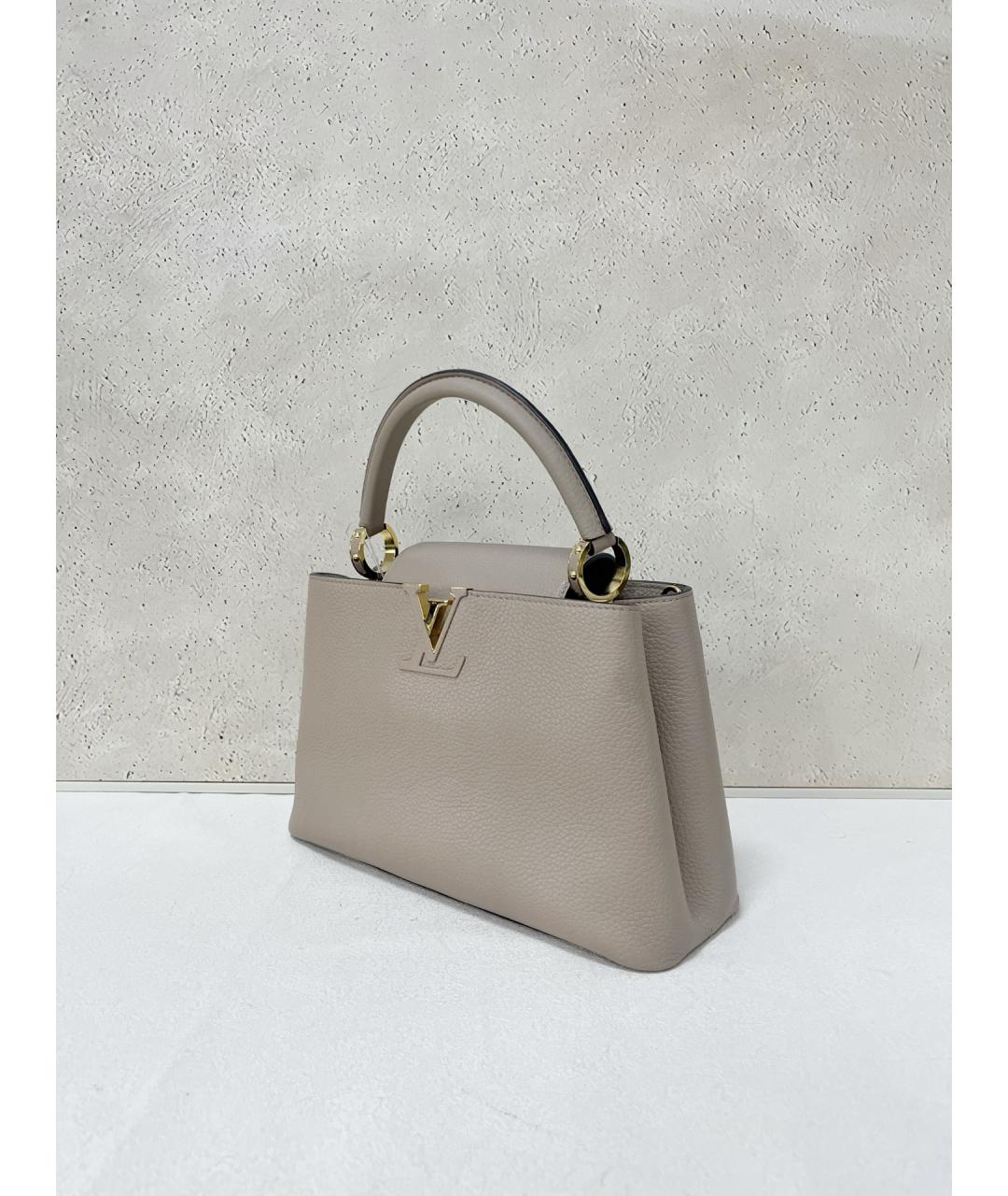 LOUIS VUITTON Серая кожаная сумка с короткими ручками, фото 4