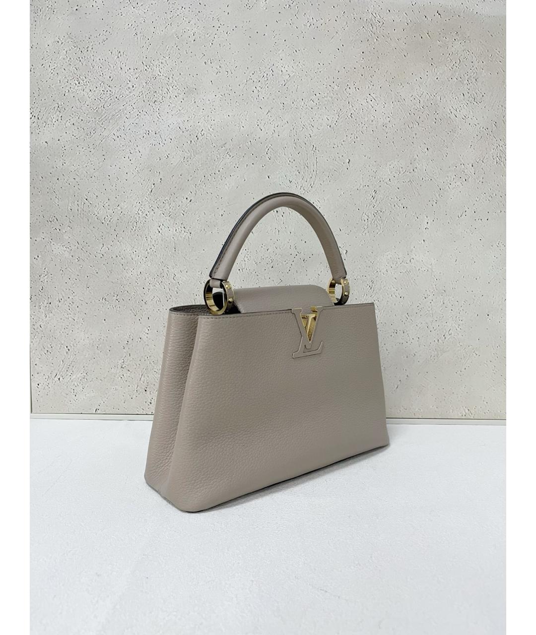 LOUIS VUITTON Серая кожаная сумка с короткими ручками, фото 3