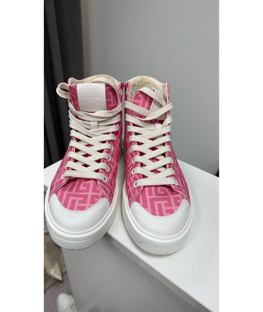 BALMAIN Розовые текстильные кеды, фото 3