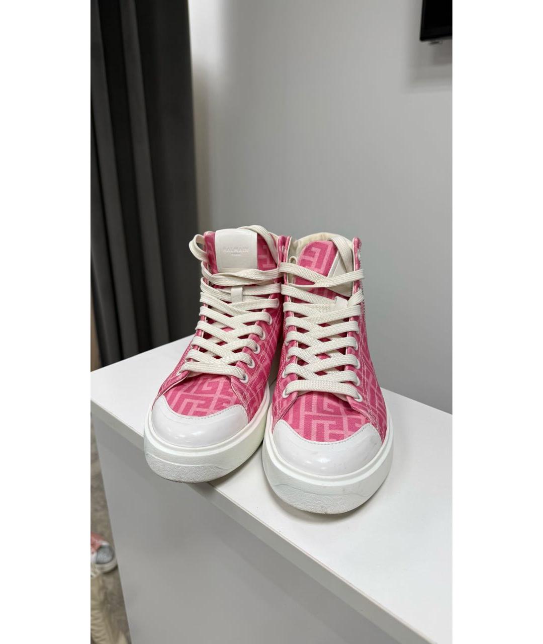 BALMAIN Розовые текстильные кеды, фото 2