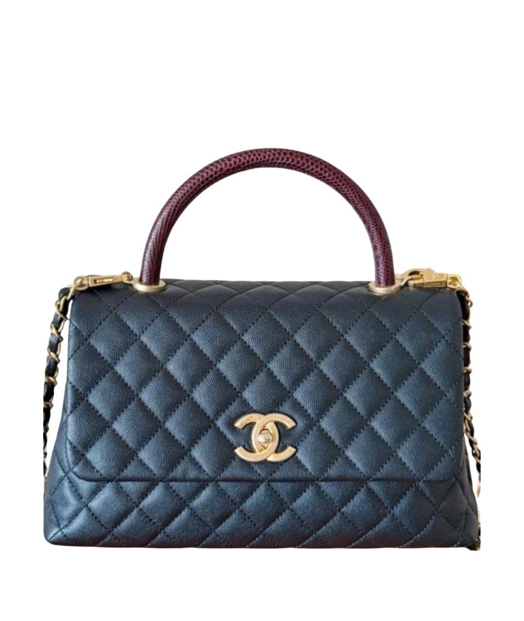 CHANEL Черная кожаная сумка с короткими ручками, фото 1