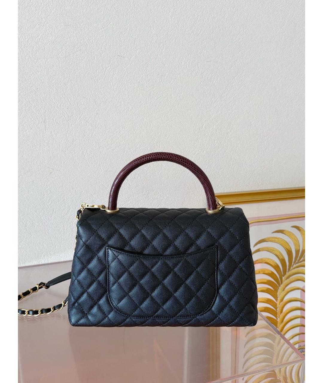 CHANEL Черная кожаная сумка с короткими ручками, фото 2