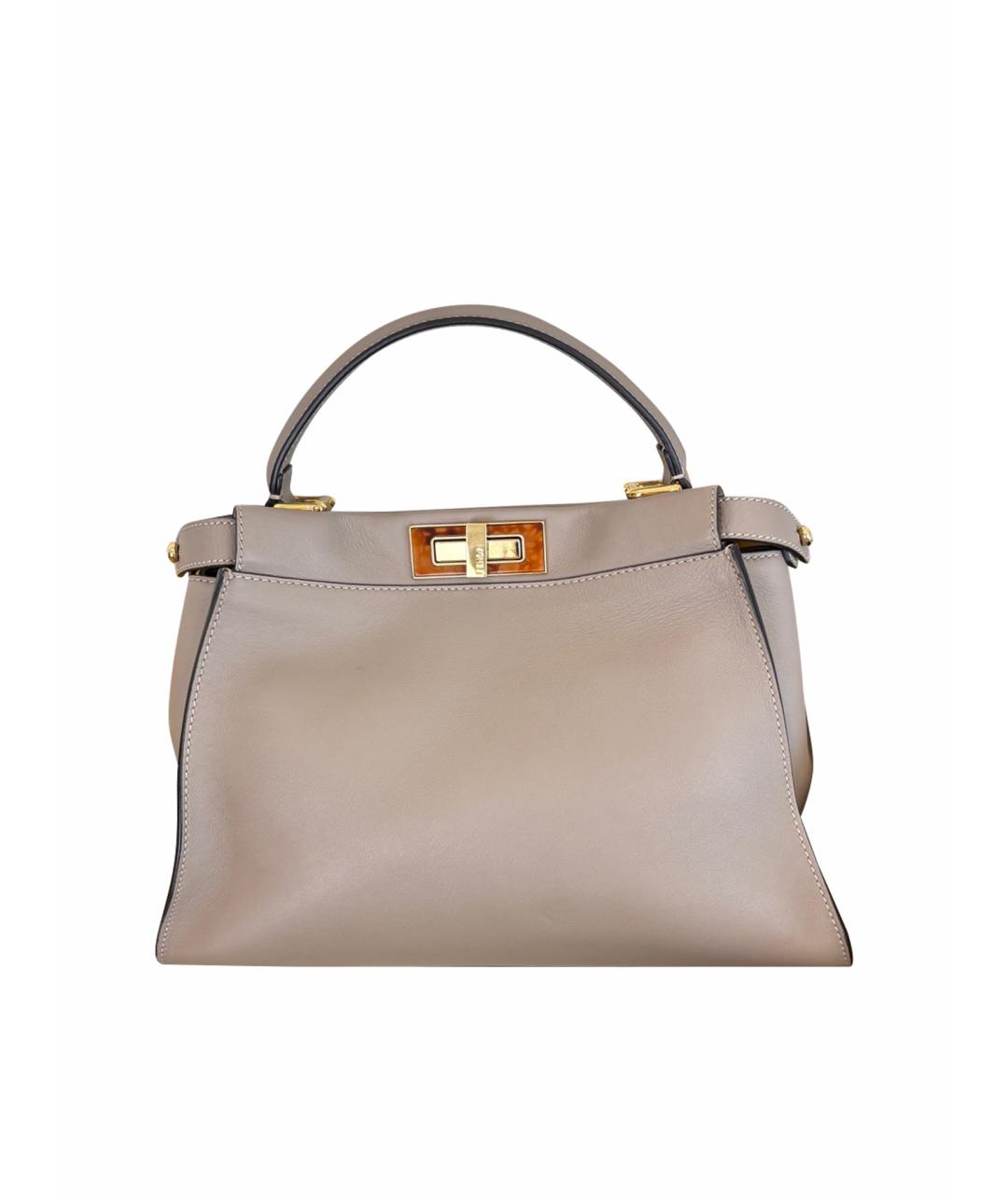 FENDI Серая кожаная сумка тоут, фото 1
