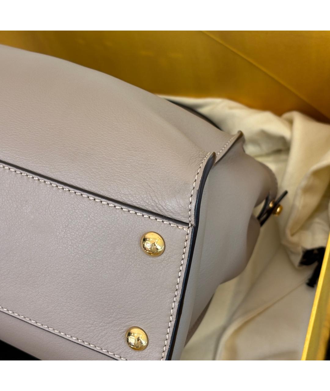 FENDI Серая кожаная сумка тоут, фото 8