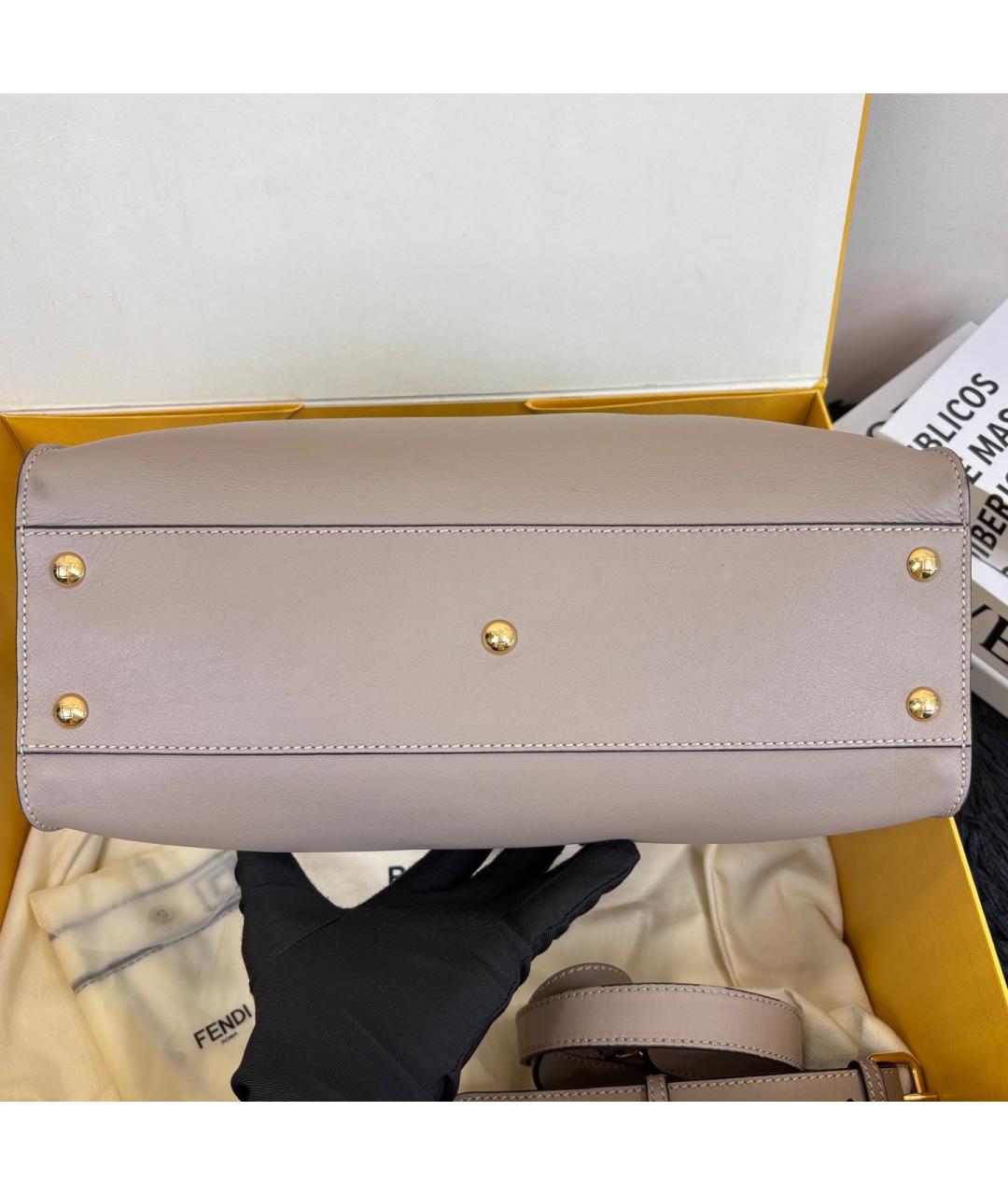 FENDI Серая кожаная сумка тоут, фото 7