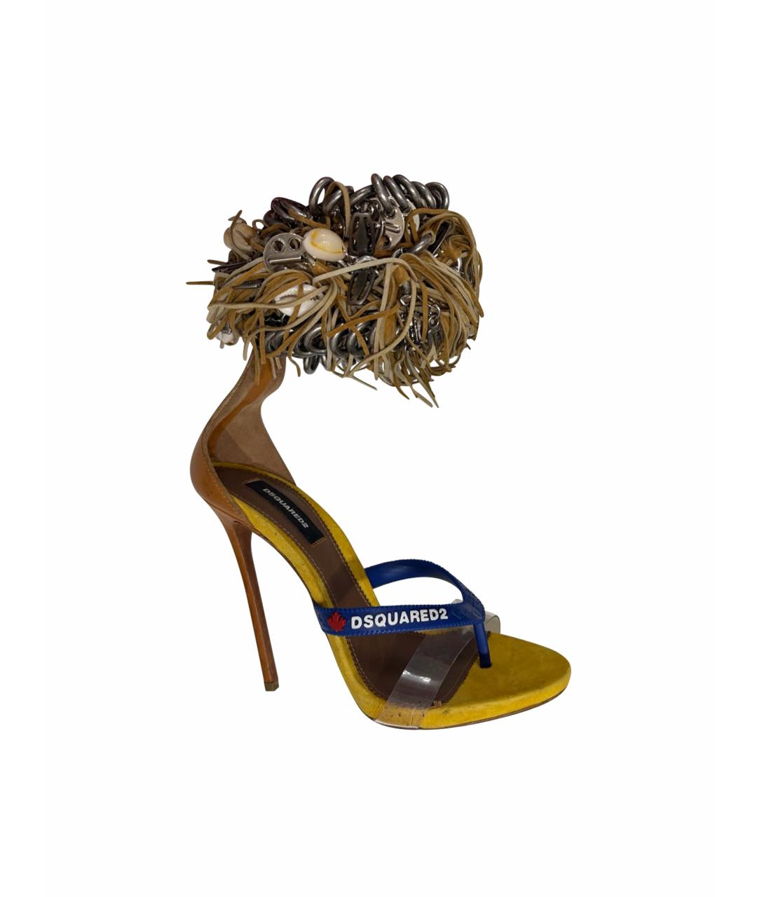 DSQUARED2 Желтые кожаные босоножки, фото 1
