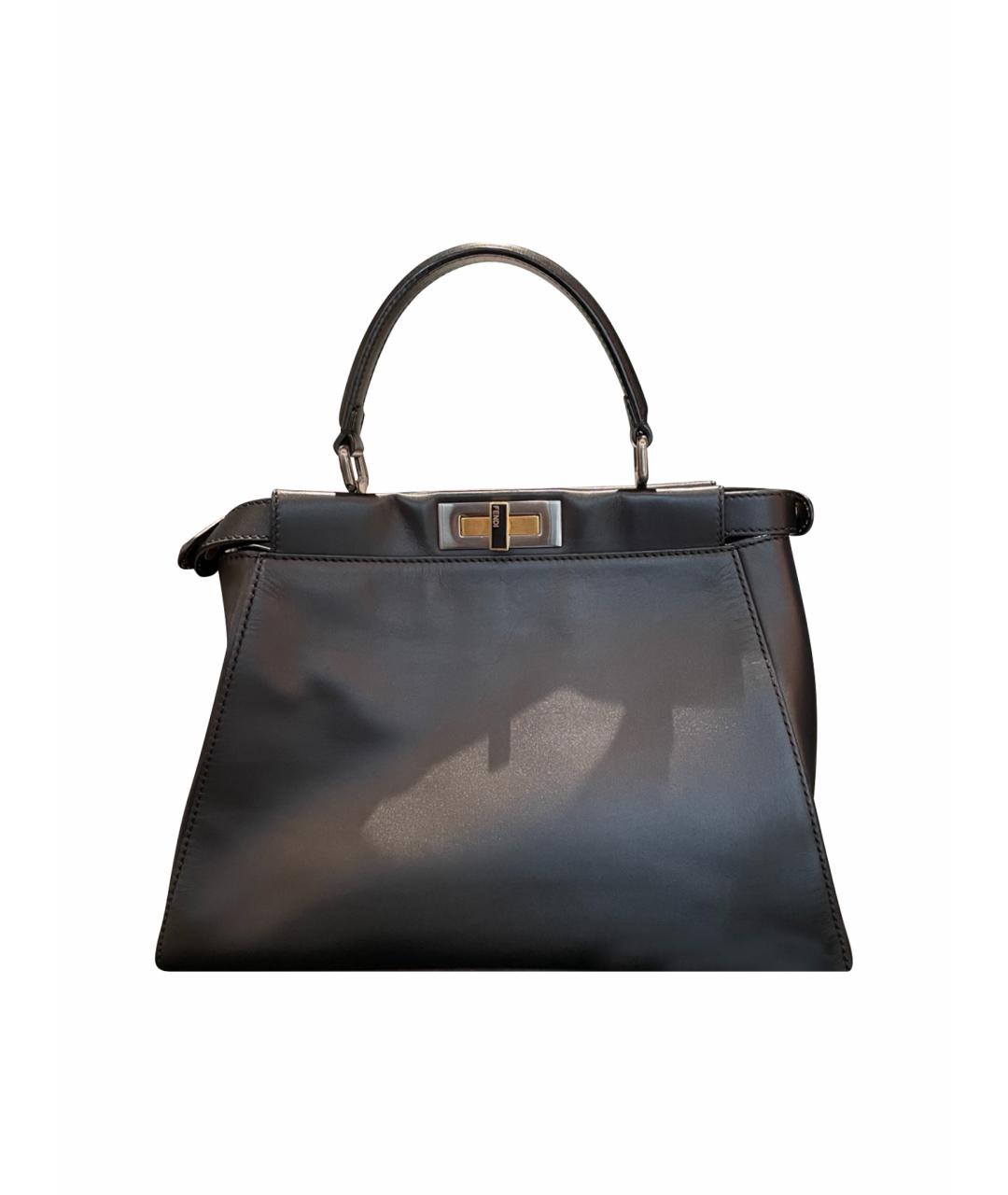 FENDI Черная кожаная сумка тоут, фото 1
