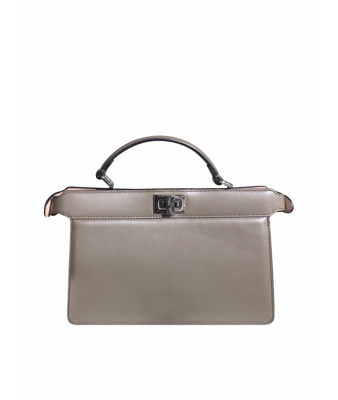 FENDI Серая кожаная сумка тоут, фото 1