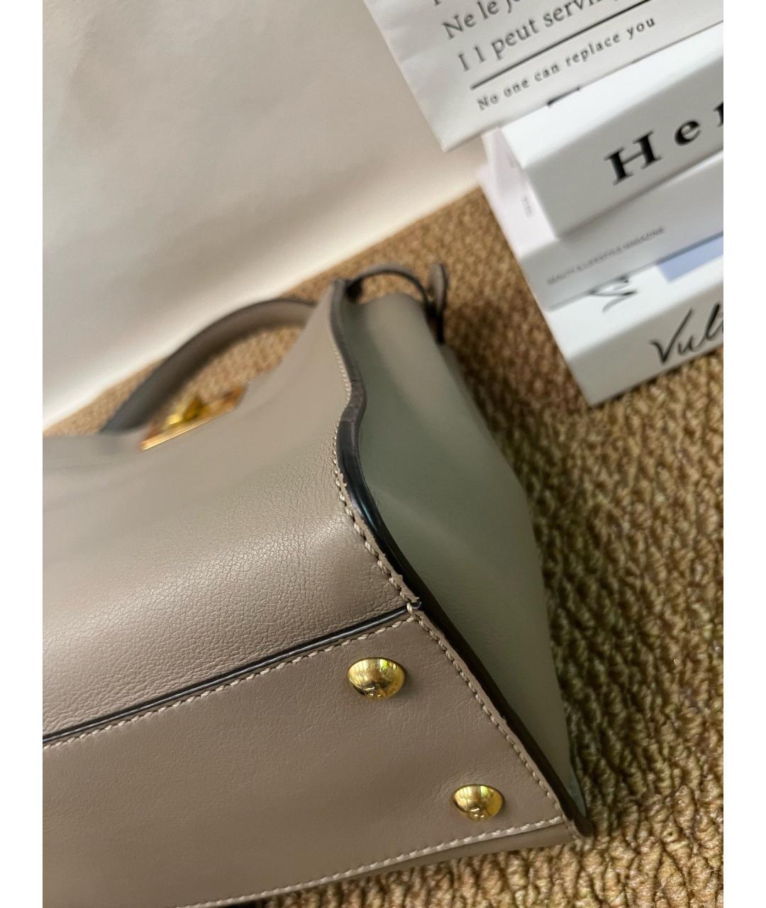 FENDI Серая кожаная сумка тоут, фото 6