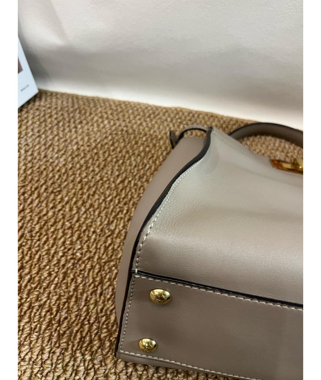 FENDI Серая кожаная сумка тоут, фото 8