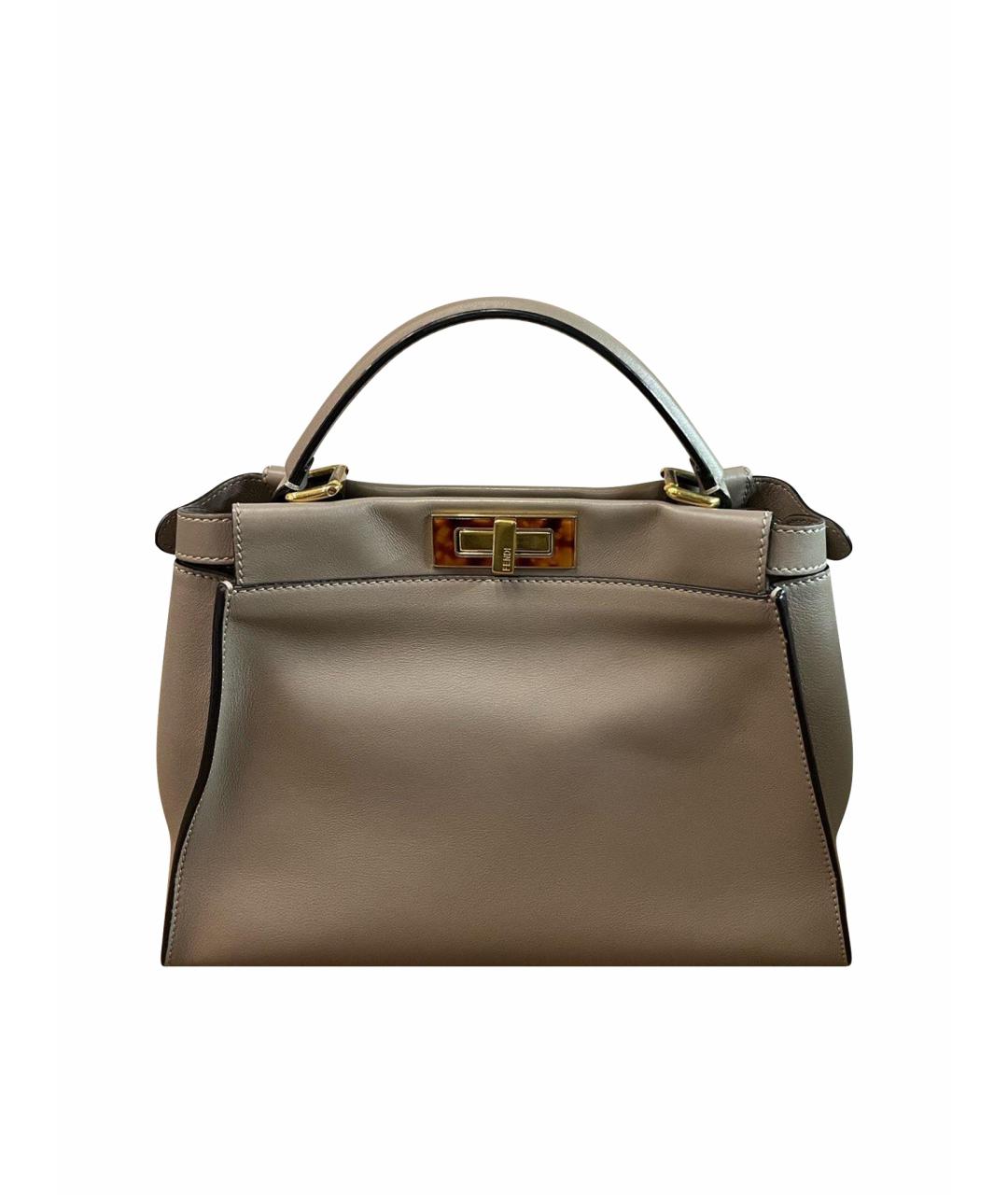 FENDI Серая кожаная сумка тоут, фото 1