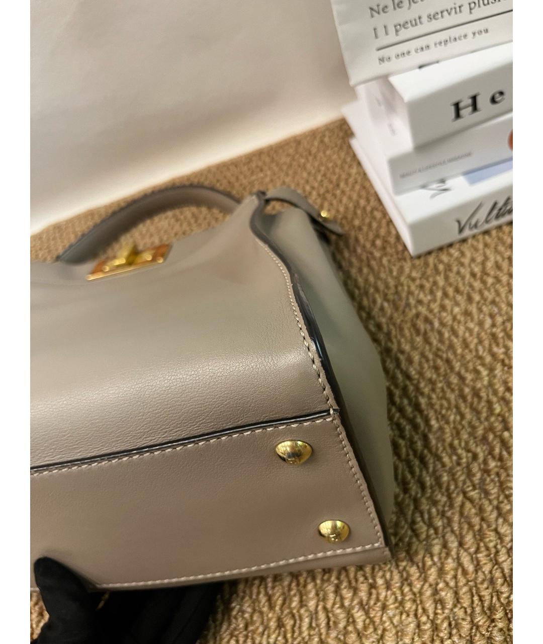 FENDI Серая кожаная сумка тоут, фото 7