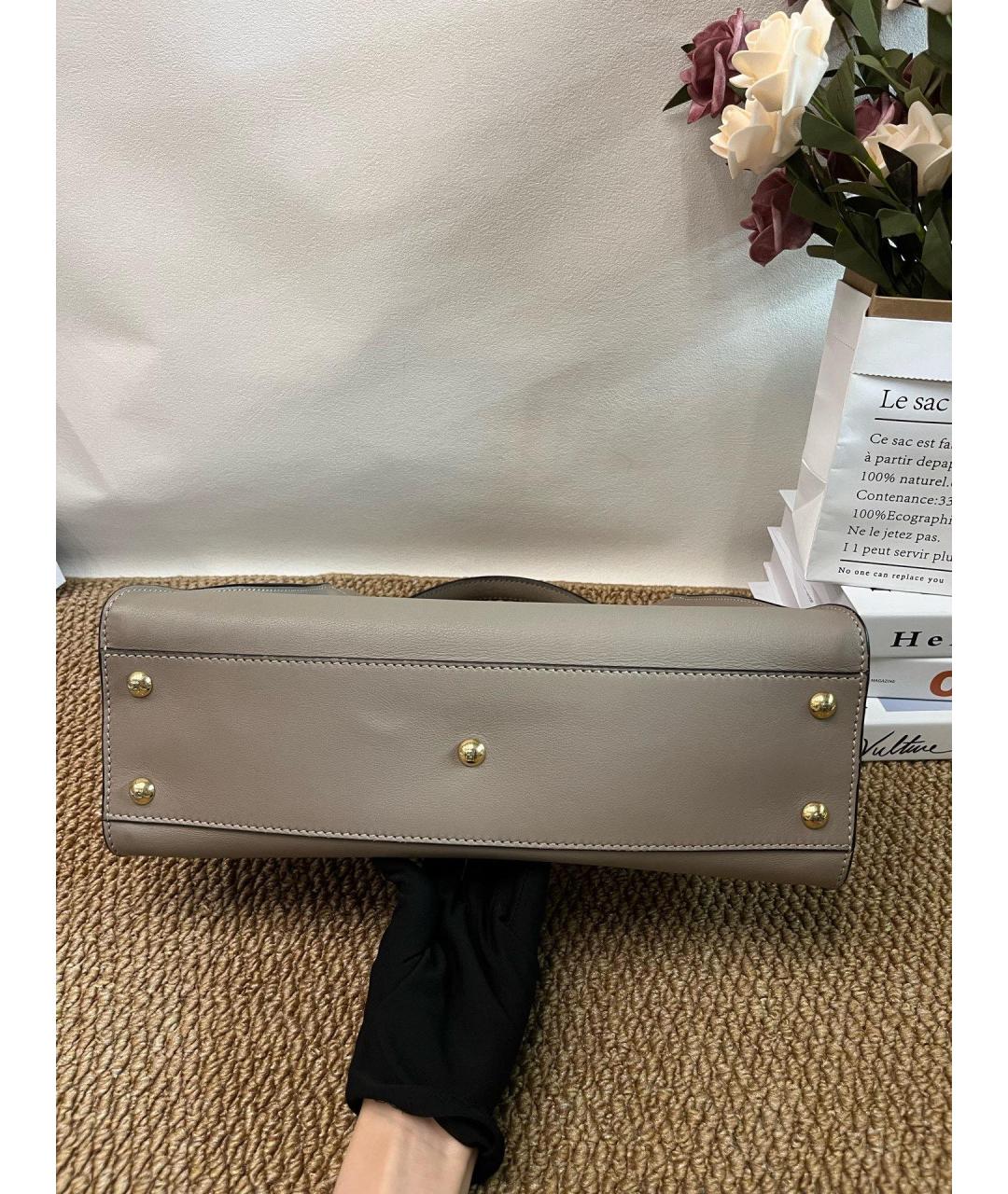 FENDI Серая кожаная сумка тоут, фото 5