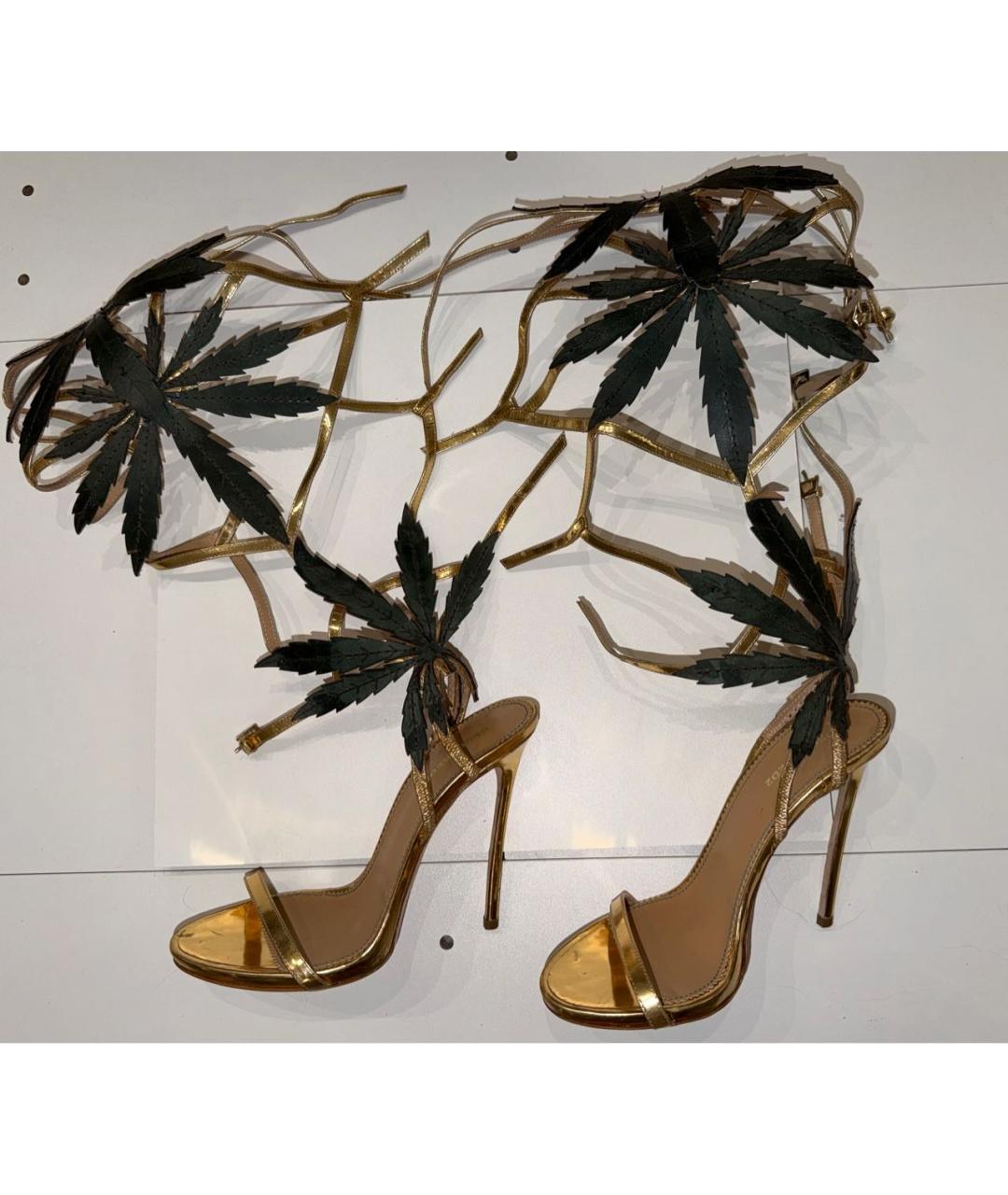 DSQUARED2 Золотые кожаные босоножки, фото 4