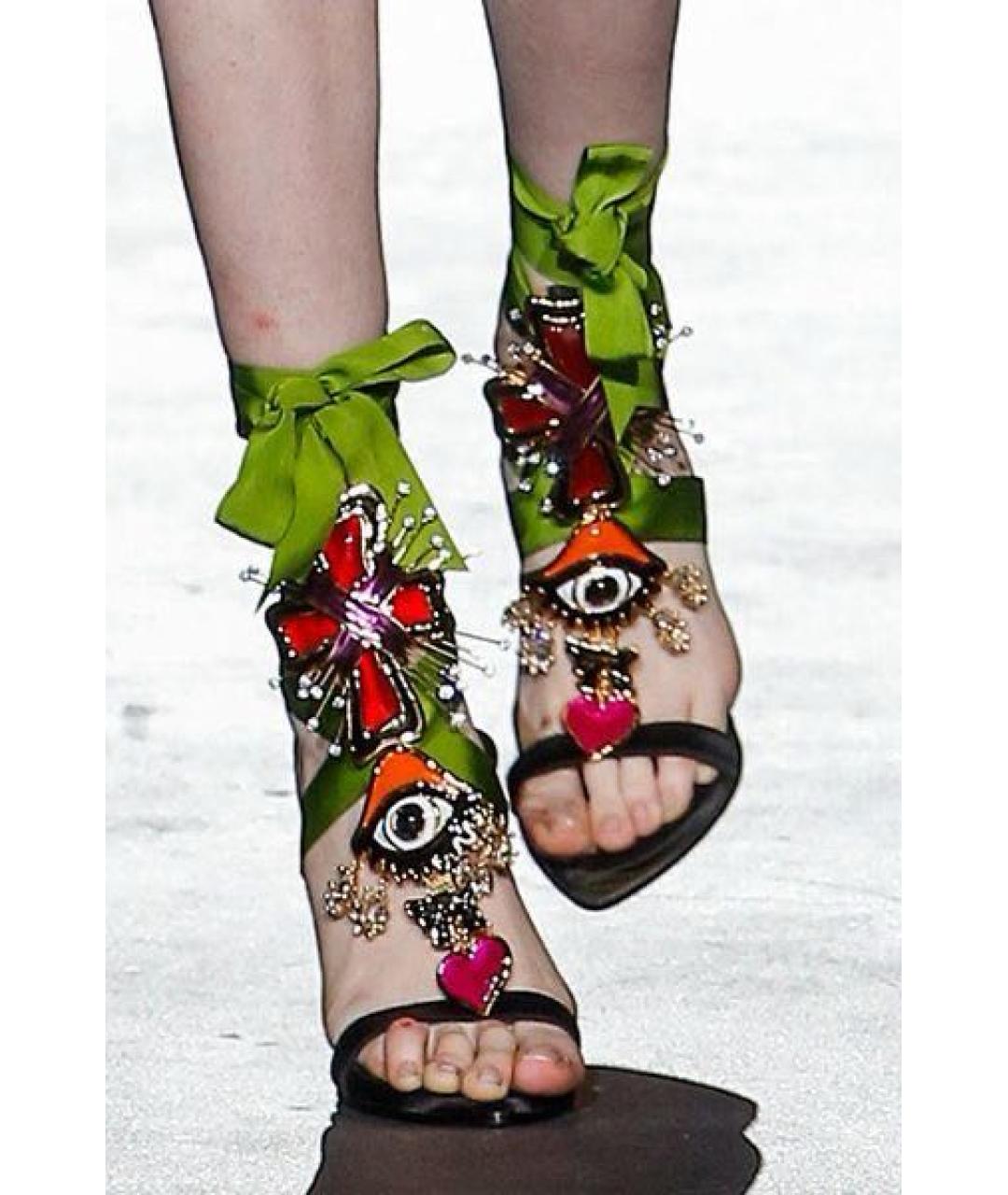 DSQUARED2 Зеленые кожаные босоножки, фото 4