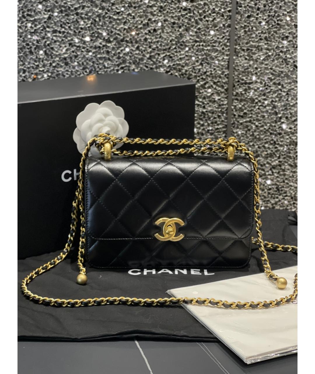 CHANEL Черная кожаная сумка через плечо, фото 10