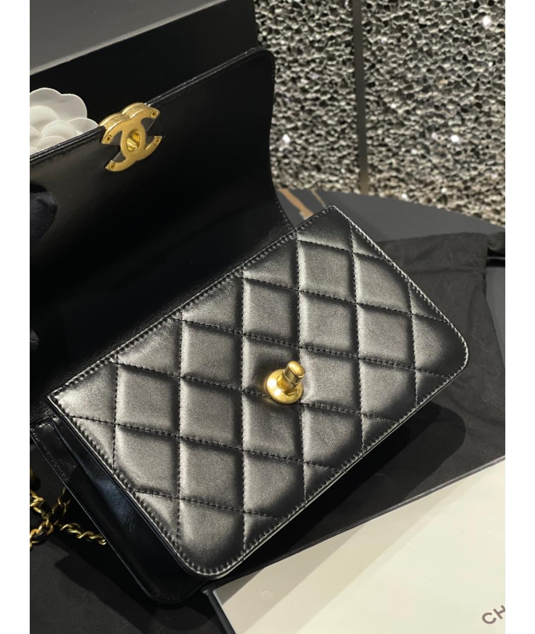 CHANEL Черная кожаная сумка через плечо, фото 8