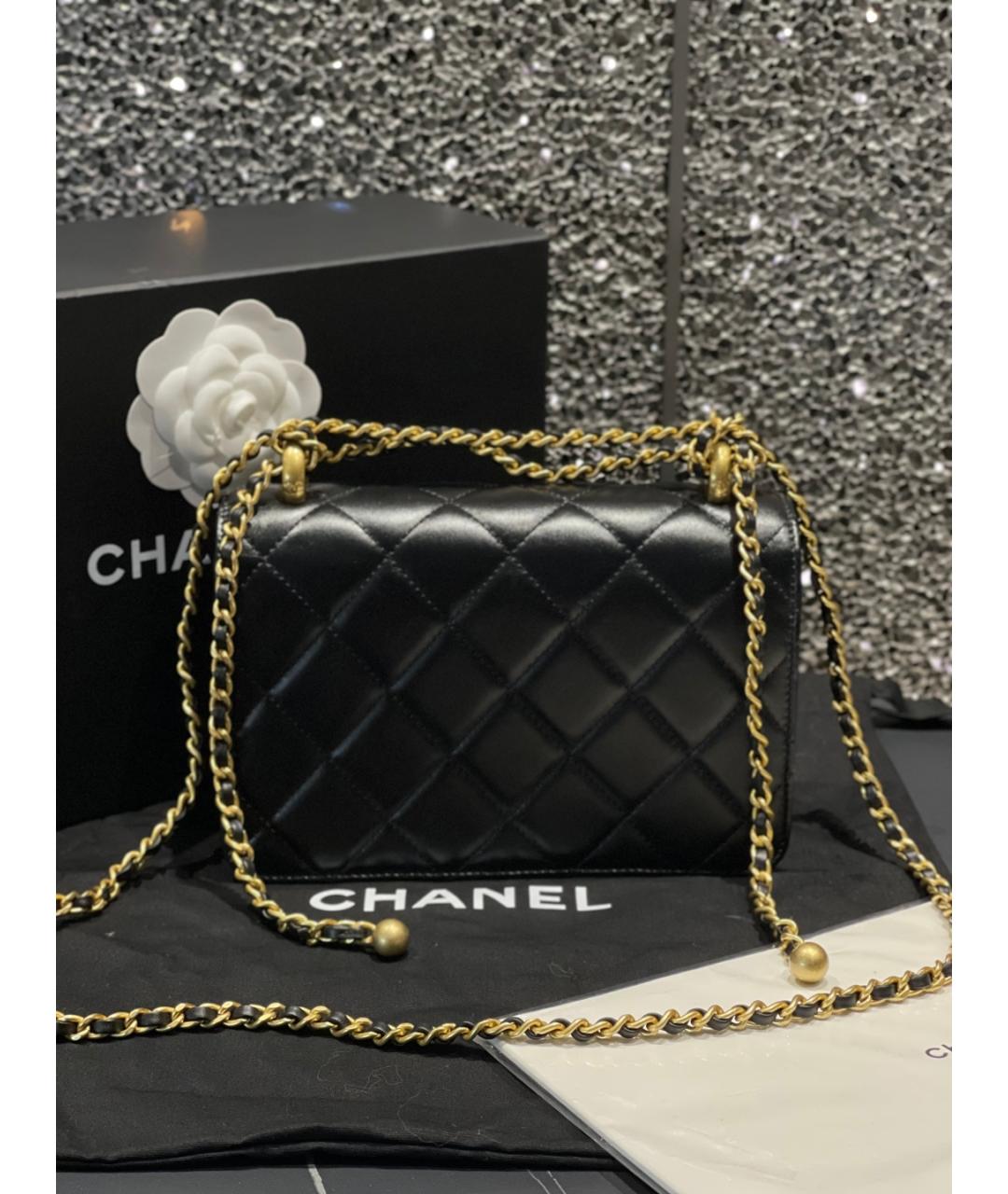 CHANEL Черная кожаная сумка через плечо, фото 6