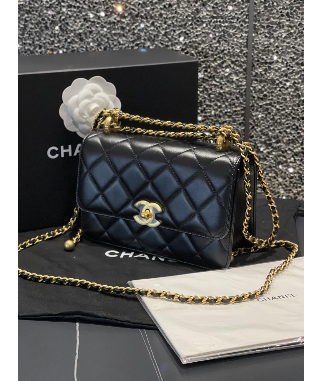 CHANEL Черная кожаная сумка через плечо, фото 3