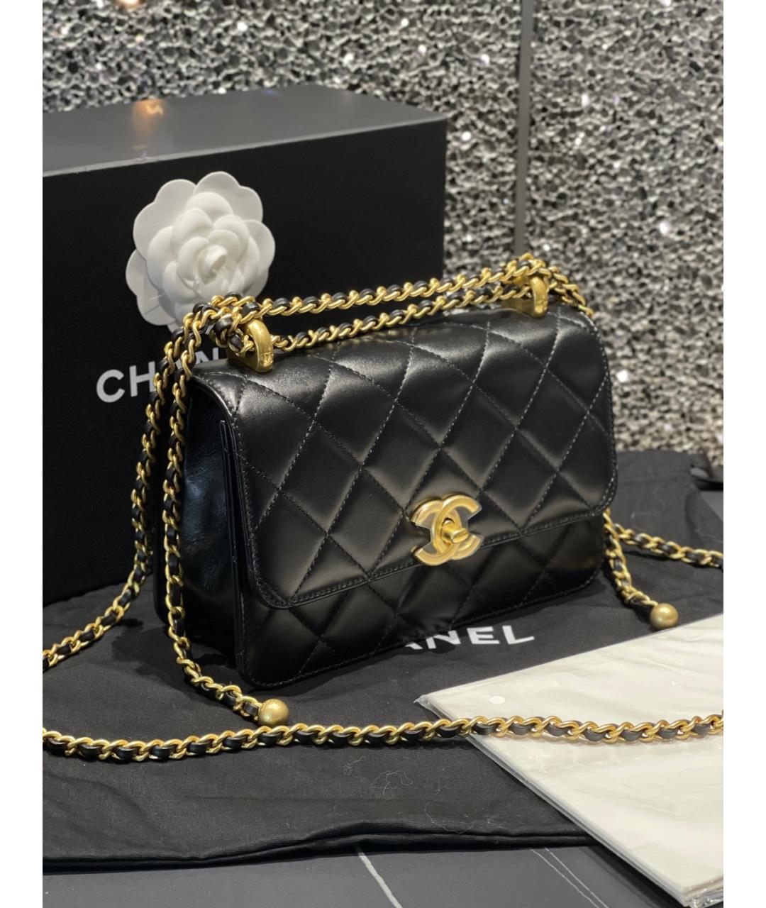 CHANEL Черная кожаная сумка через плечо, фото 2
