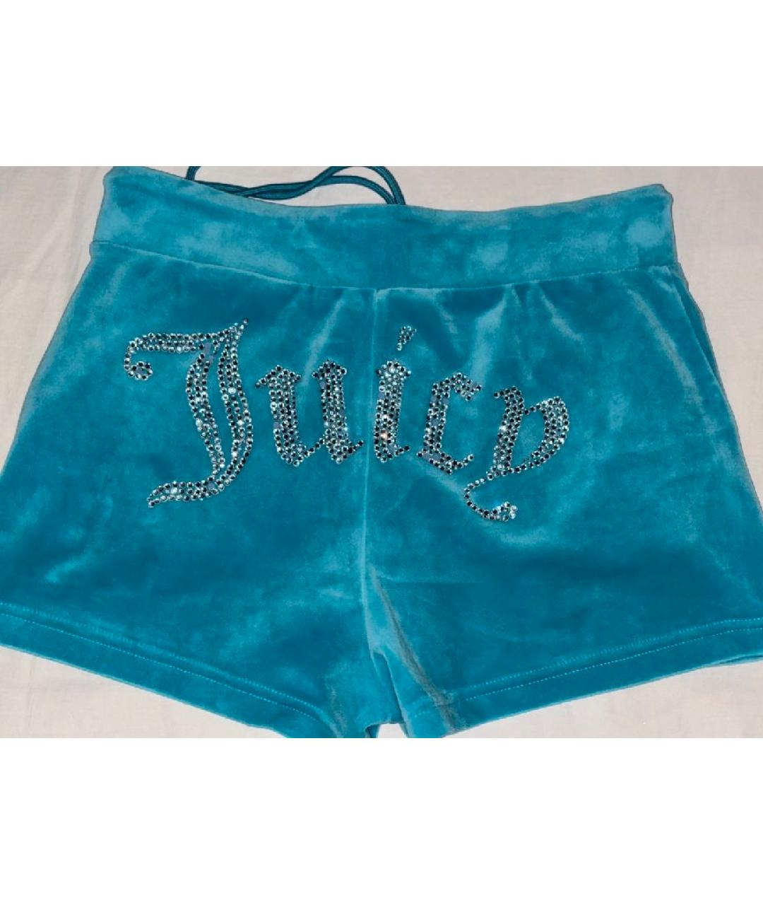 JUICY COUTURE Бирюзовые велюровые шорты, фото 5