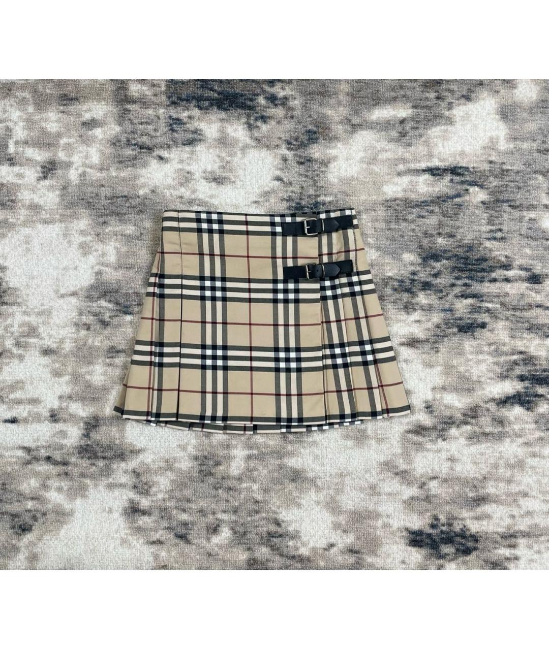 BURBERRY Бежевая полиэстеровая юбка мини, фото 2