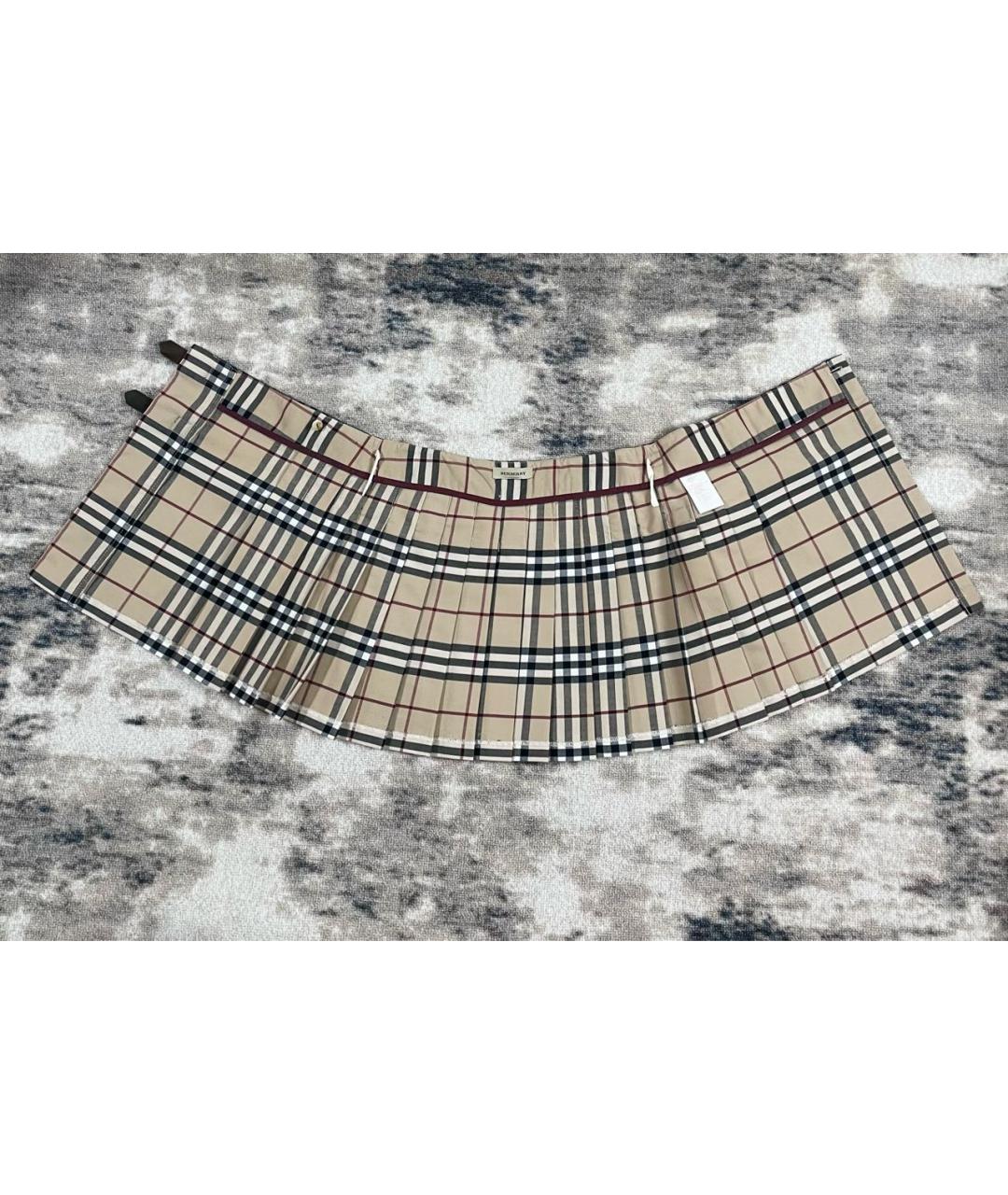 BURBERRY Бежевая полиэстеровая юбка мини, фото 4