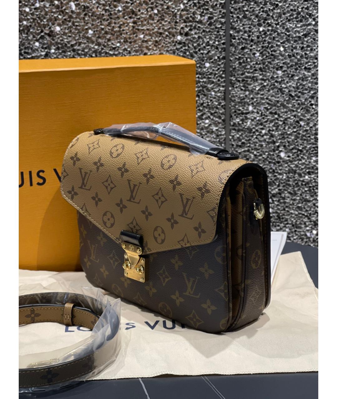 LOUIS VUITTON Коричневая сумка через плечо из искусственной кожи, фото 4