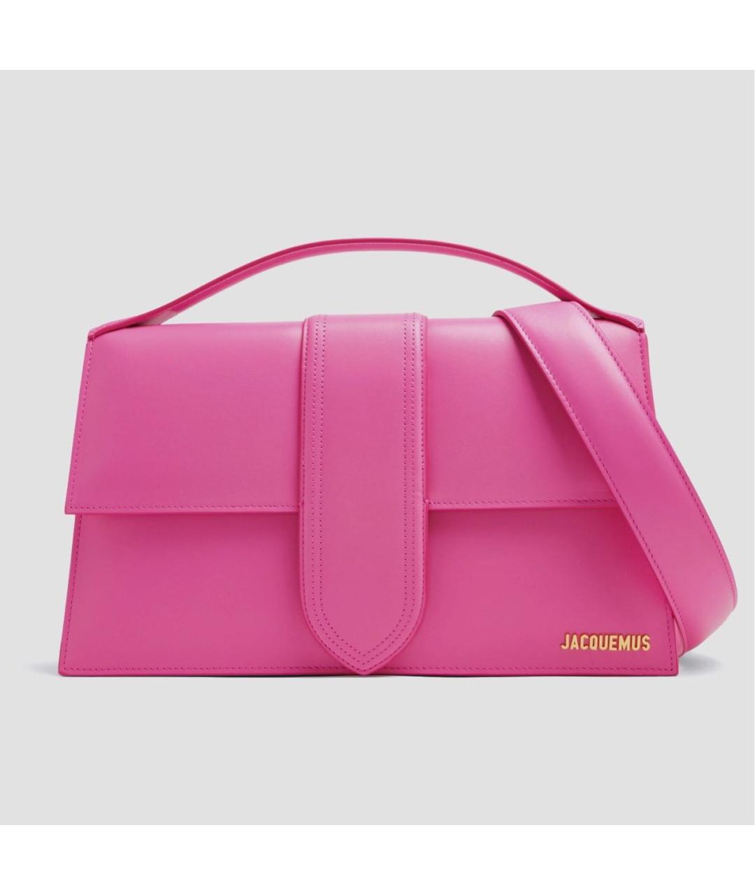 JACQUEMUS Розовая кожаная сумка с короткими ручками, фото 9