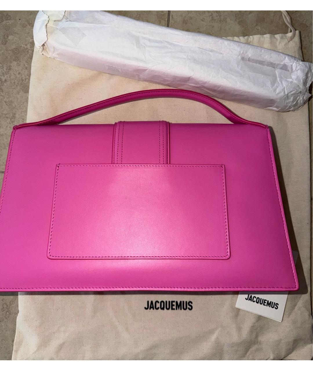 JACQUEMUS Розовая кожаная сумка с короткими ручками, фото 3