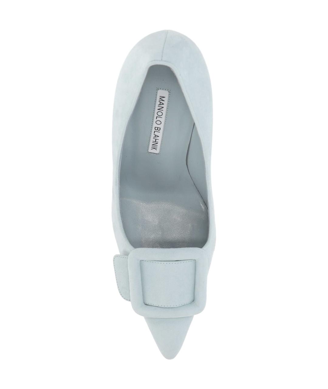 MANOLO BLAHNIK Голубые замшевые туфли, фото 4