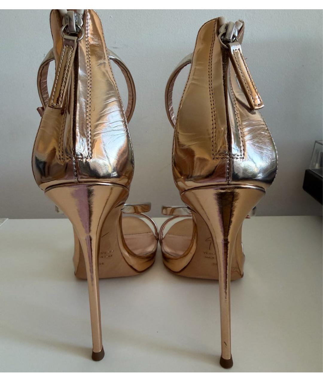 GIUSEPPE ZANOTTI DESIGN Золотые кожаные босоножки, фото 4