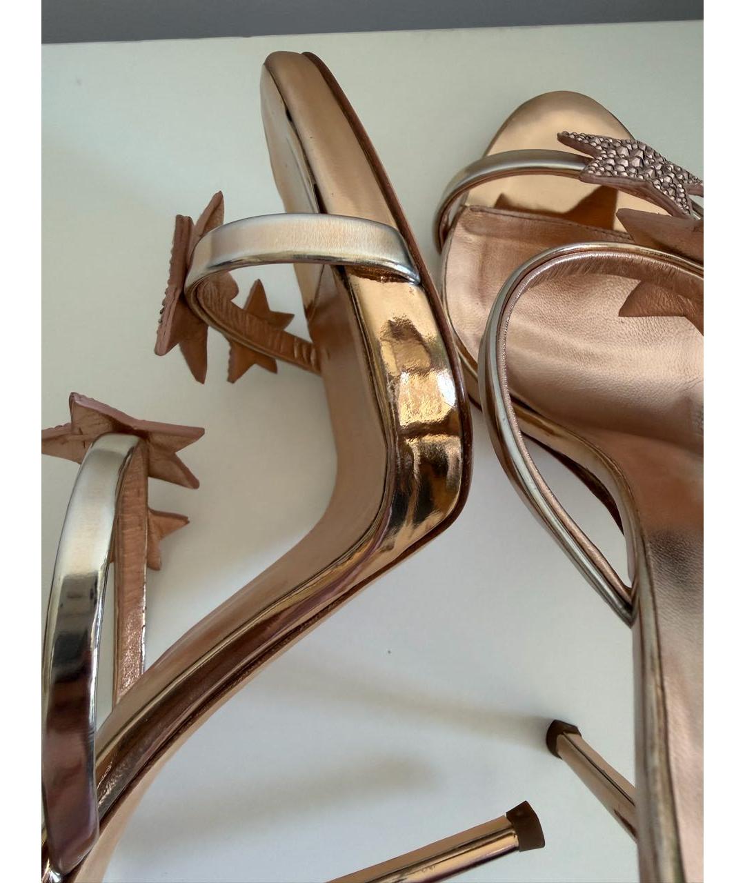 GIUSEPPE ZANOTTI DESIGN Золотые кожаные босоножки, фото 5