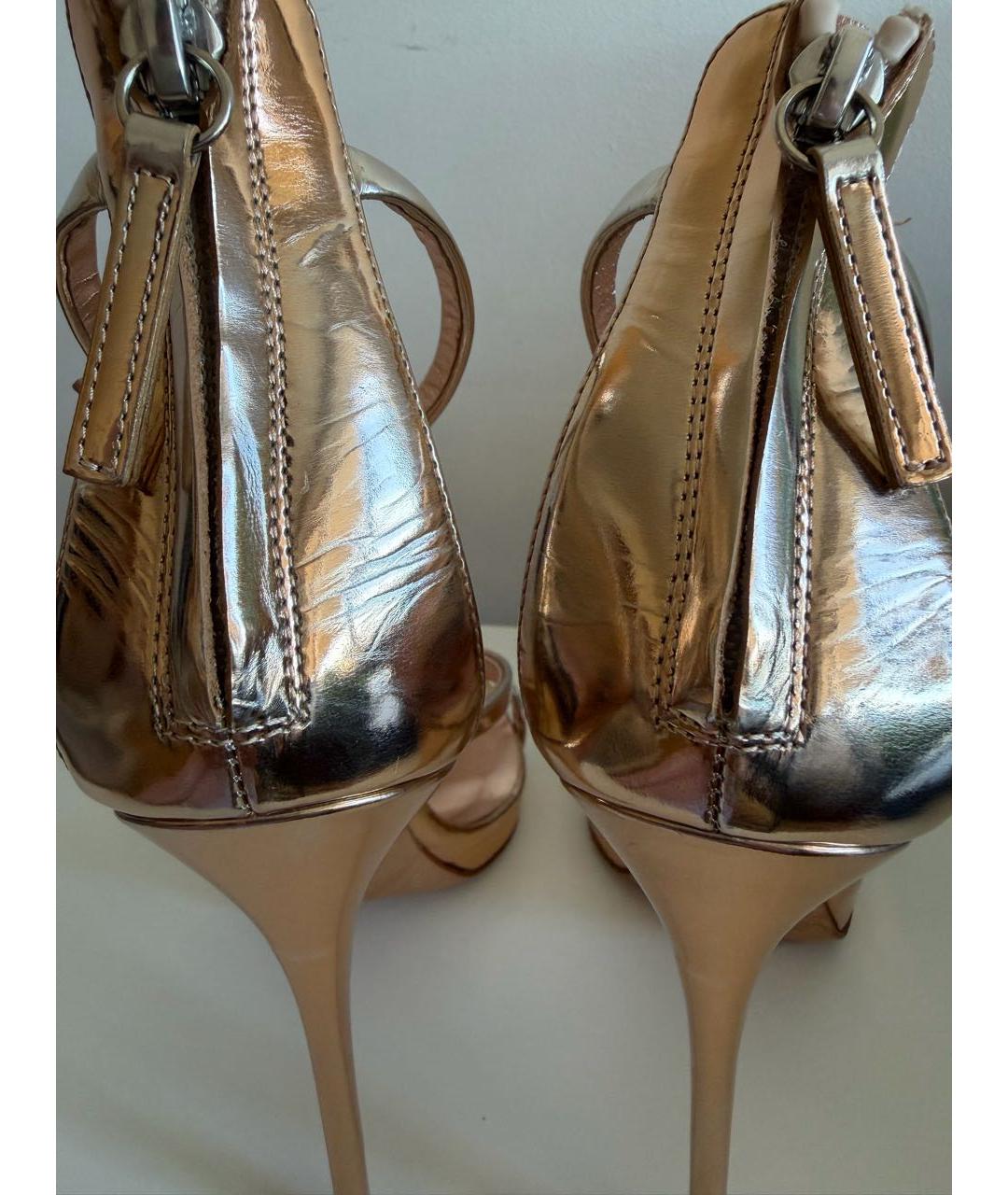 GIUSEPPE ZANOTTI DESIGN Золотые кожаные босоножки, фото 6