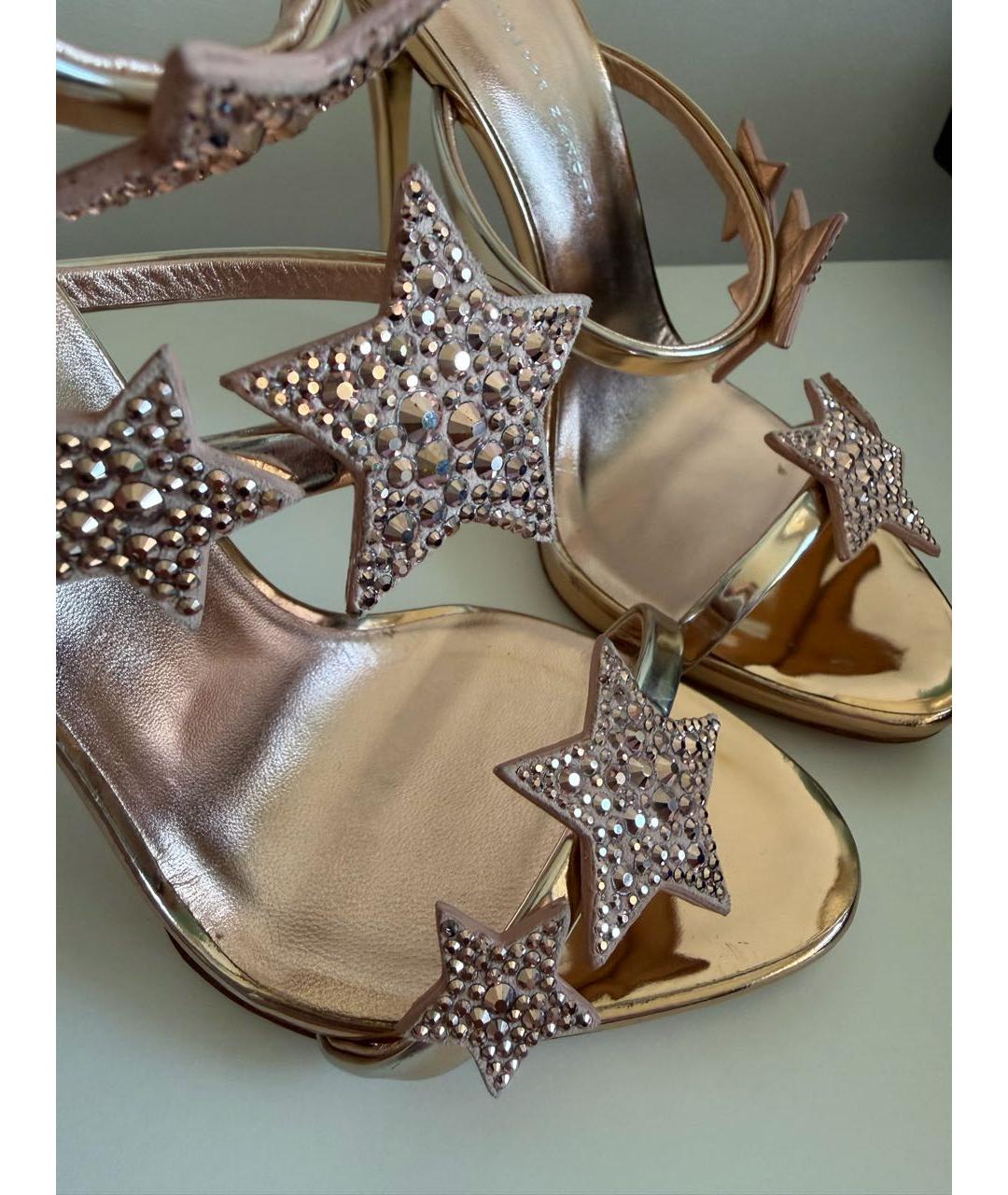 GIUSEPPE ZANOTTI DESIGN Золотые кожаные босоножки, фото 8